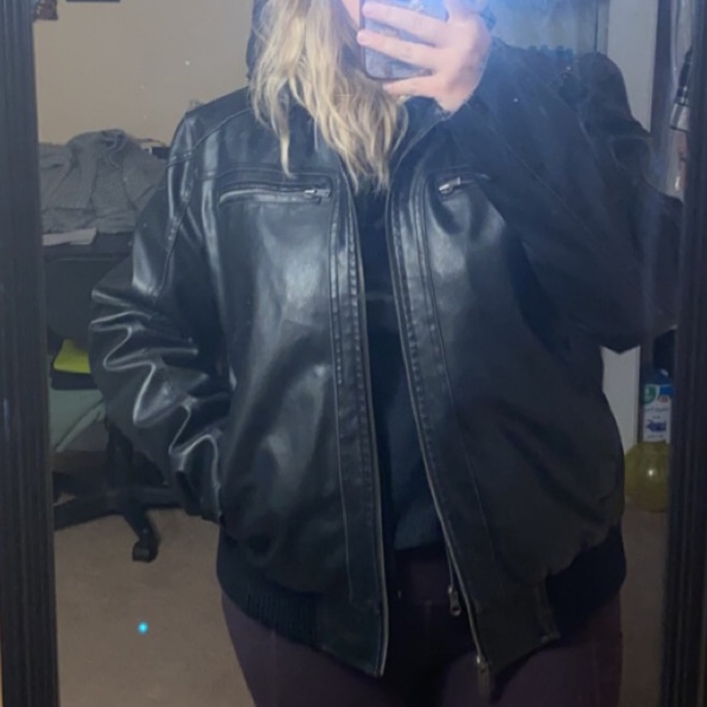 Men’s Guess hooded leather jacket
